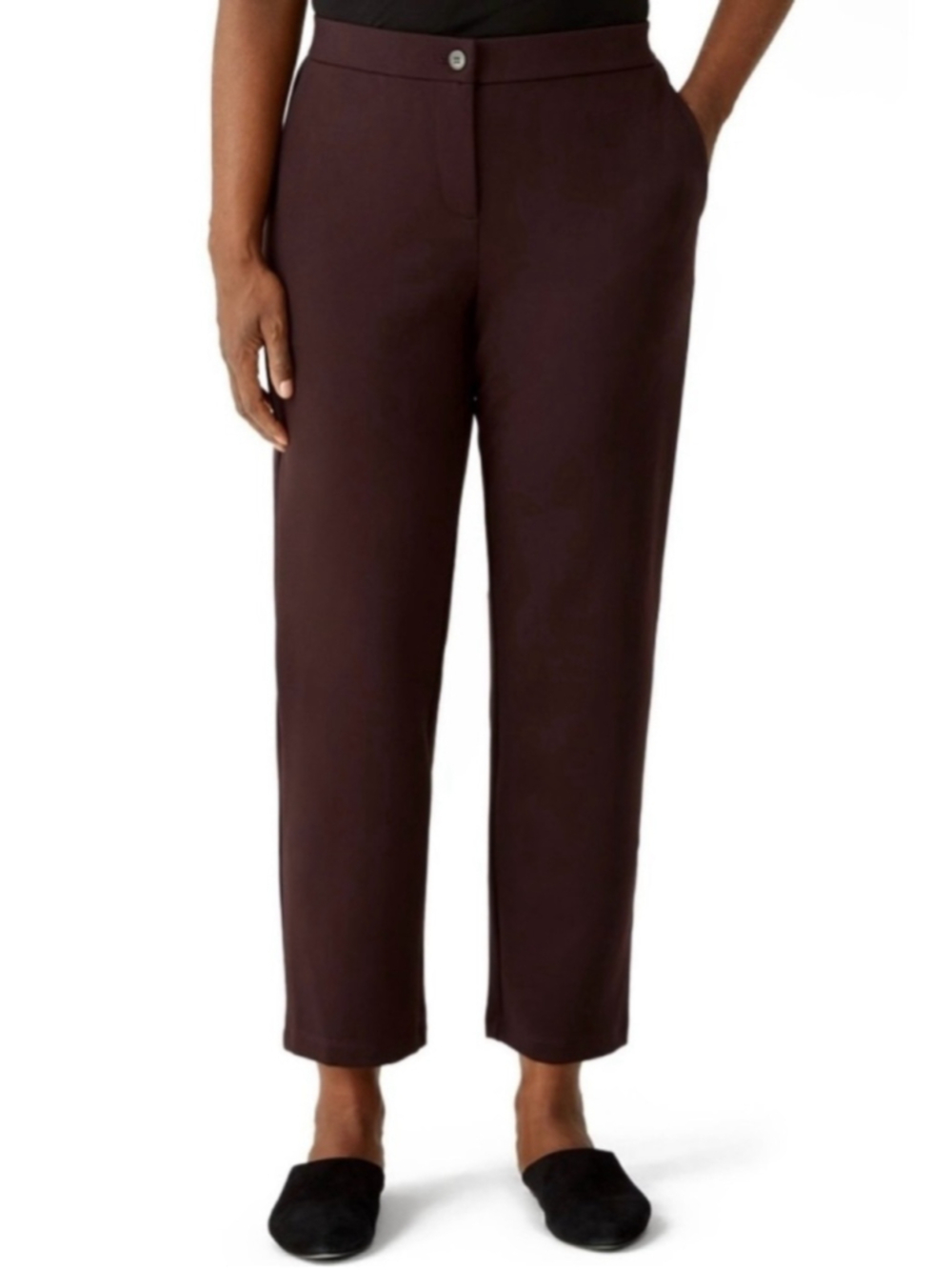Eileen Fisher Slouchy Ankle Pant Size Medium Casis Burgundy